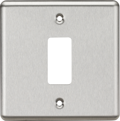 Knightsbridge 1G Grid Faceplate - Rounded Edge Brushed Chrome
