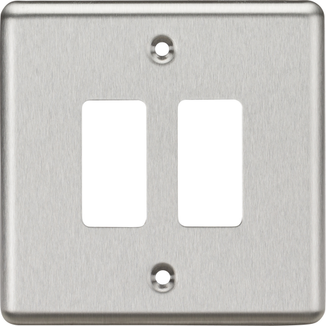 Knightsbridge 2G Grid Faceplate - Rounded Edge, Brushed Chrome
