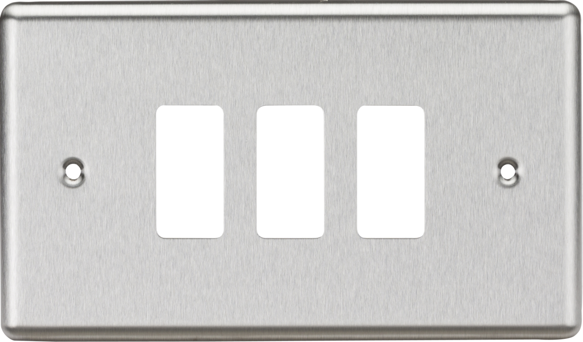 3G Grid Faceplate - Rounded Edge Brushed Chrome by Knightsbridge