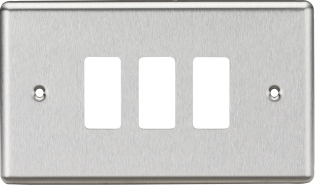 3G Grid Faceplate - Rounded Edge Brushed Chrome by Knightsbridge
