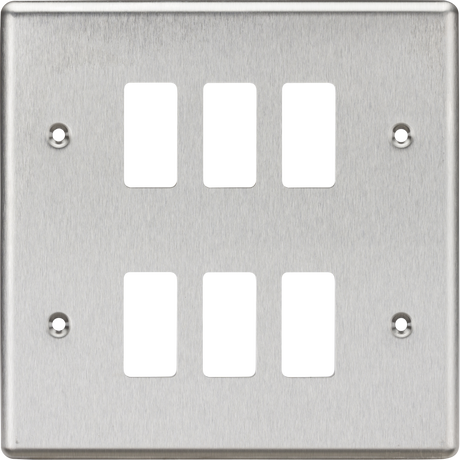 6G Grid Faceplate - Rounded Edge Brushed Chrome