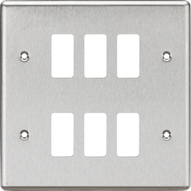 6G Grid Faceplate - Rounded Edge Brushed Chrome