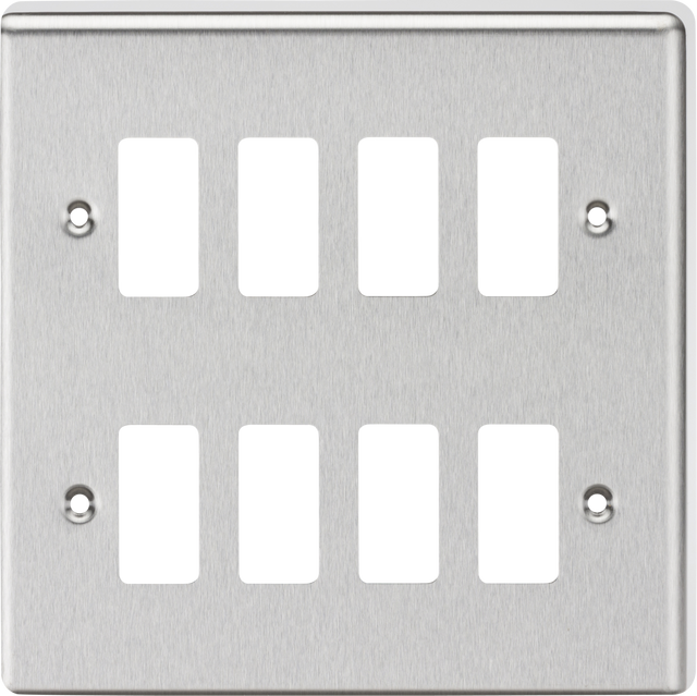 8G Grid Faceplate - Rounded Edge Brushed Chrome