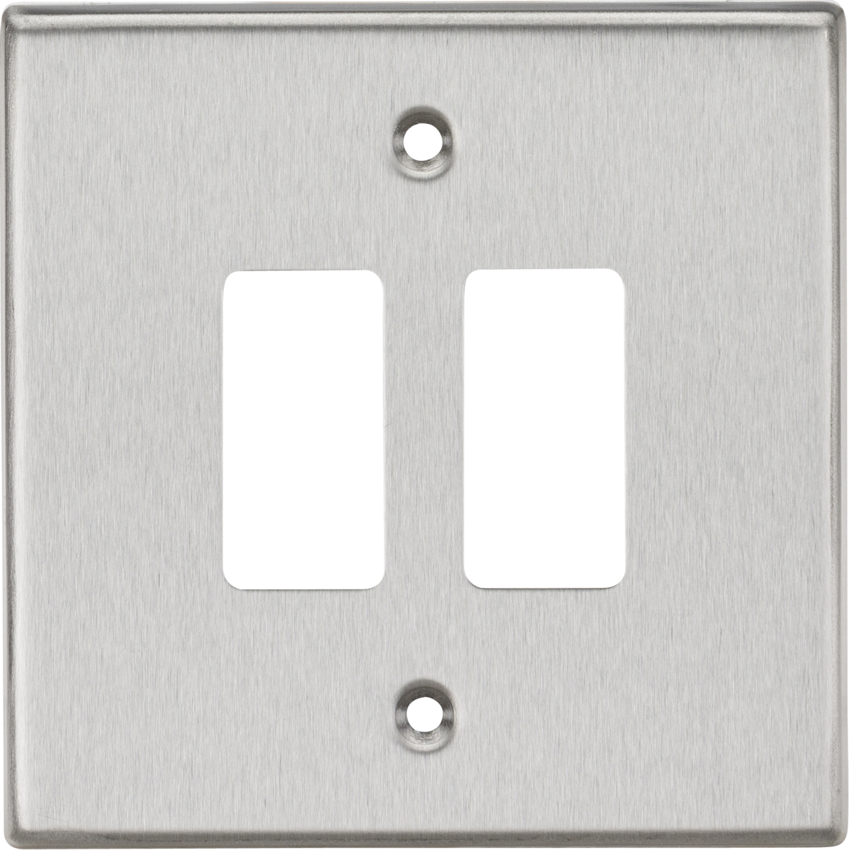 Knightsbridge Brushed Chrome 2G Grid Faceplate - Square Edge