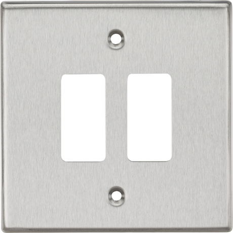 Knightsbridge Brushed Chrome 2G Grid Faceplate - Square Edge