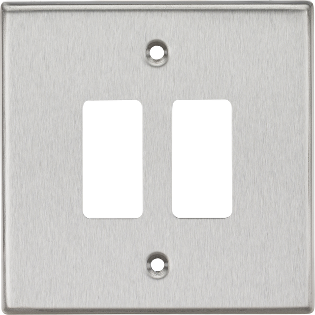 Knightsbridge Brushed Chrome 2G Grid Faceplate - Square Edge