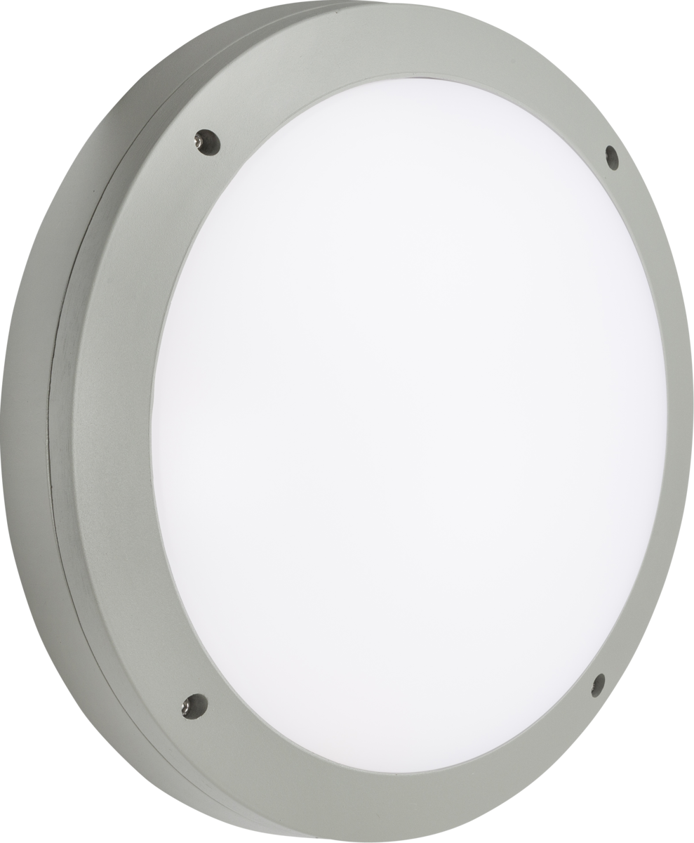 Sherpa 230V IP65 18W LED Round Bulkhead with Emergency & Daylight Sensor Grey