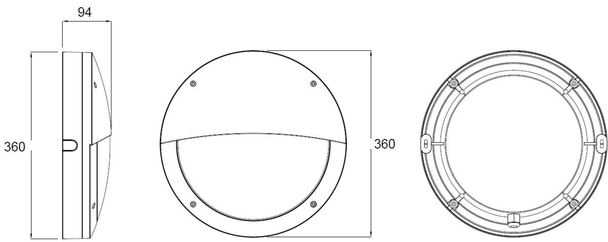 230V IP65 18W LED Eyelid Bulkhead Black - Secondary View