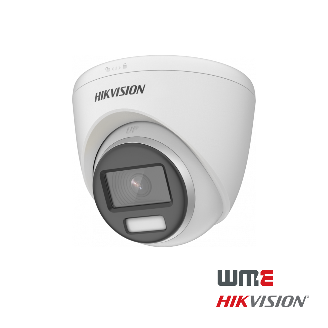 Hikvision: DS-2CE72KF0T-FS(2.8mm), 3K ColorVu Turret Camera, IP67, 5MP, Audio, White