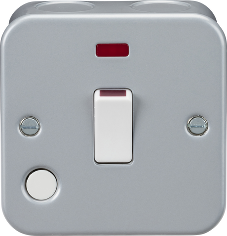 20A 1G DP Switch with Neon and Flex Outlet - Heavy Duty Metal Clad