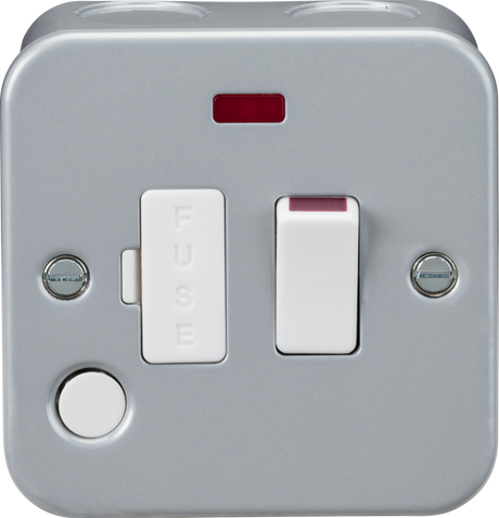Metal Clad 13A Switched Fused Spur with Neon Indicator and Flex Outlet