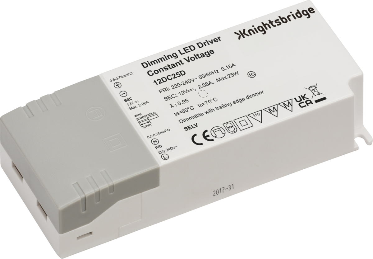 IP20 12V 25W DC Dimmable LED Driver - Constant Voltage