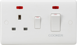 Knightsbridge 45A DP Switch & 13A Socket with Neons - White Rocker