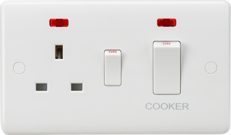 Knightsbridge 45A DP Switch & 13A Socket with Neons - White Rocker