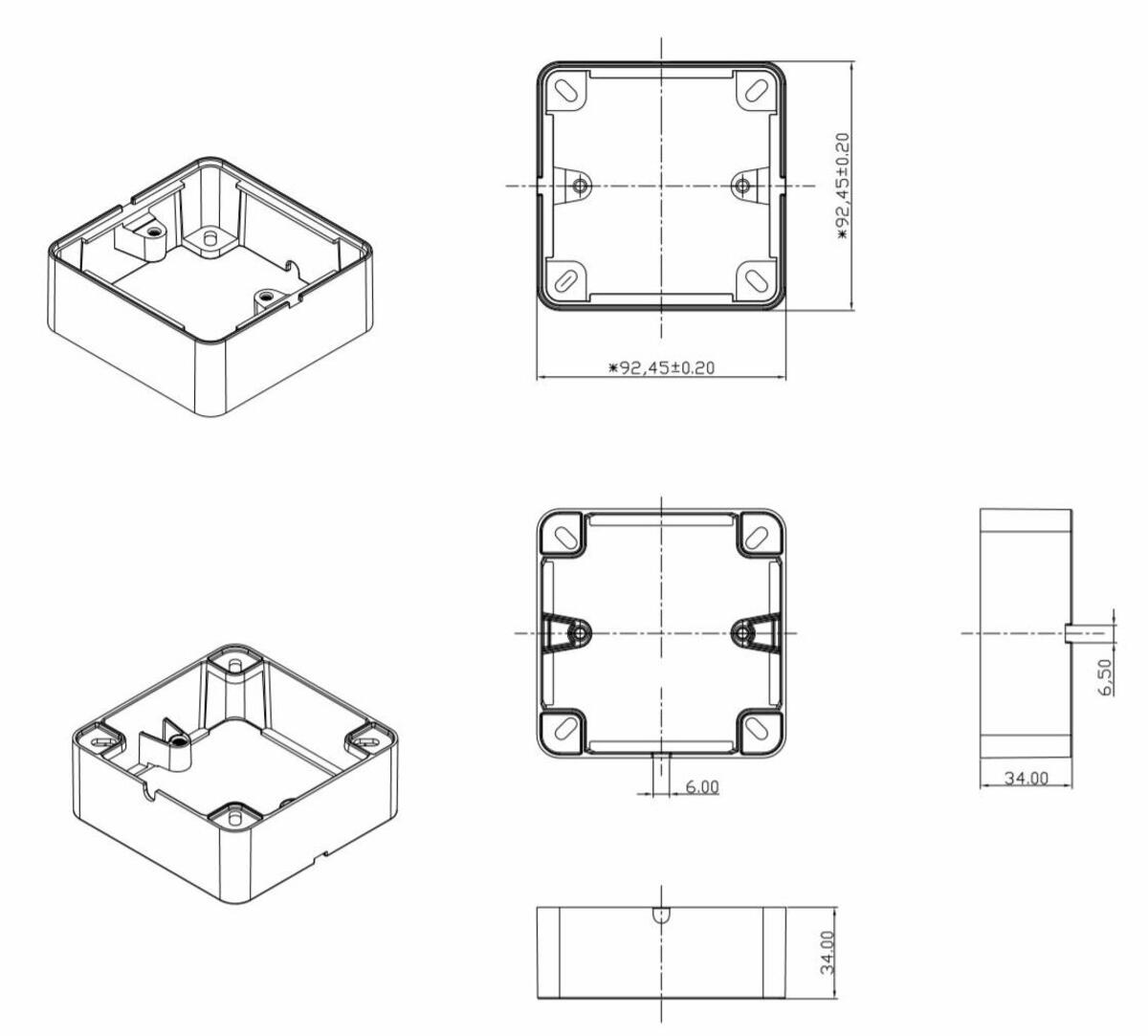 Alternative view of 1G Surface Box - White