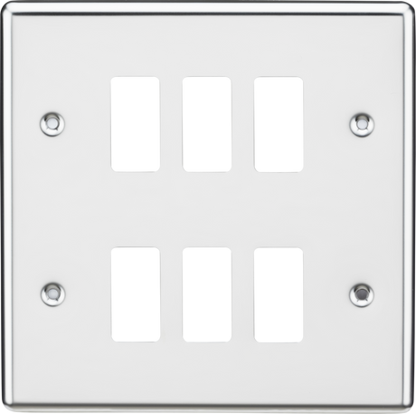 Knightsbridge 6G Grid Faceplate - Rounded Edge Polished Chrome