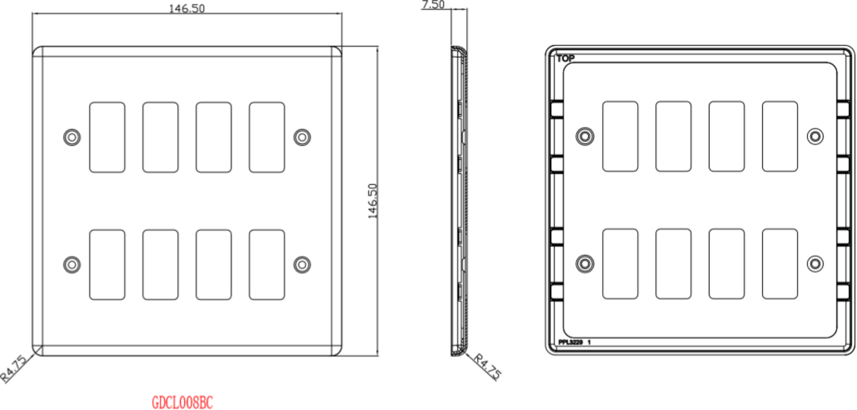 Polished Chrome Rounded Edge Grid Faceplate
