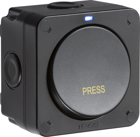 IP66 20AX 1G 1-way Retractive Switch - Black