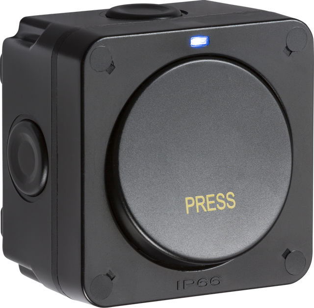 IP66 20AX 1G 1-way Retractive Switch - Black