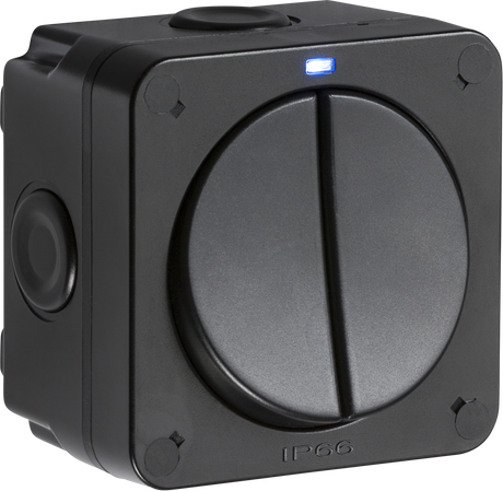 IP66 20AX 2G SP 2-way Switch - Black