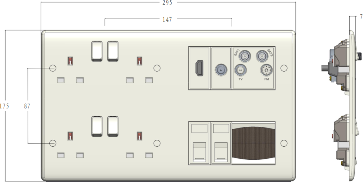 Multimedia Combination Plate Side View