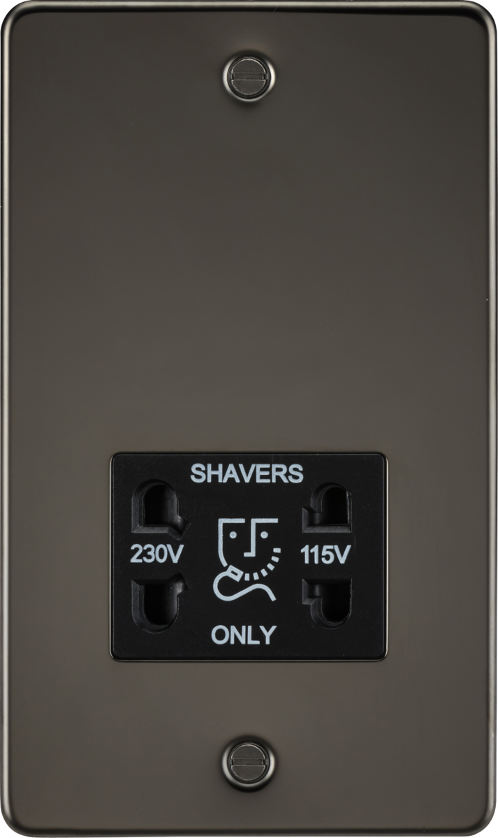 115/230V Dual Voltage Shaver Socket - Gunmetal with Black Insert