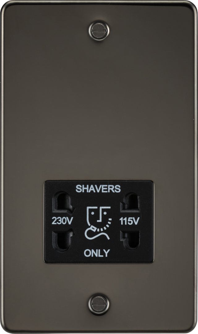 115/230V Dual Voltage Shaver Socket - Gunmetal with Black Insert