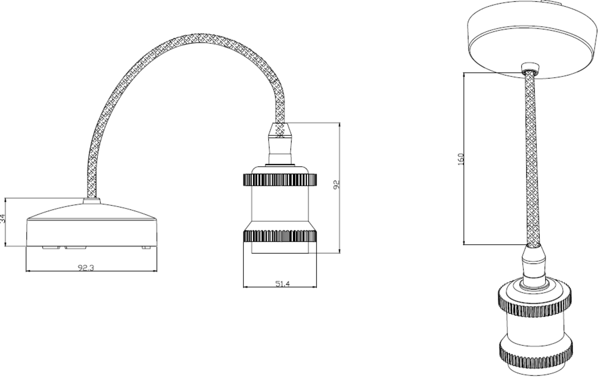 6" E27 Vintage Pendant Set Image