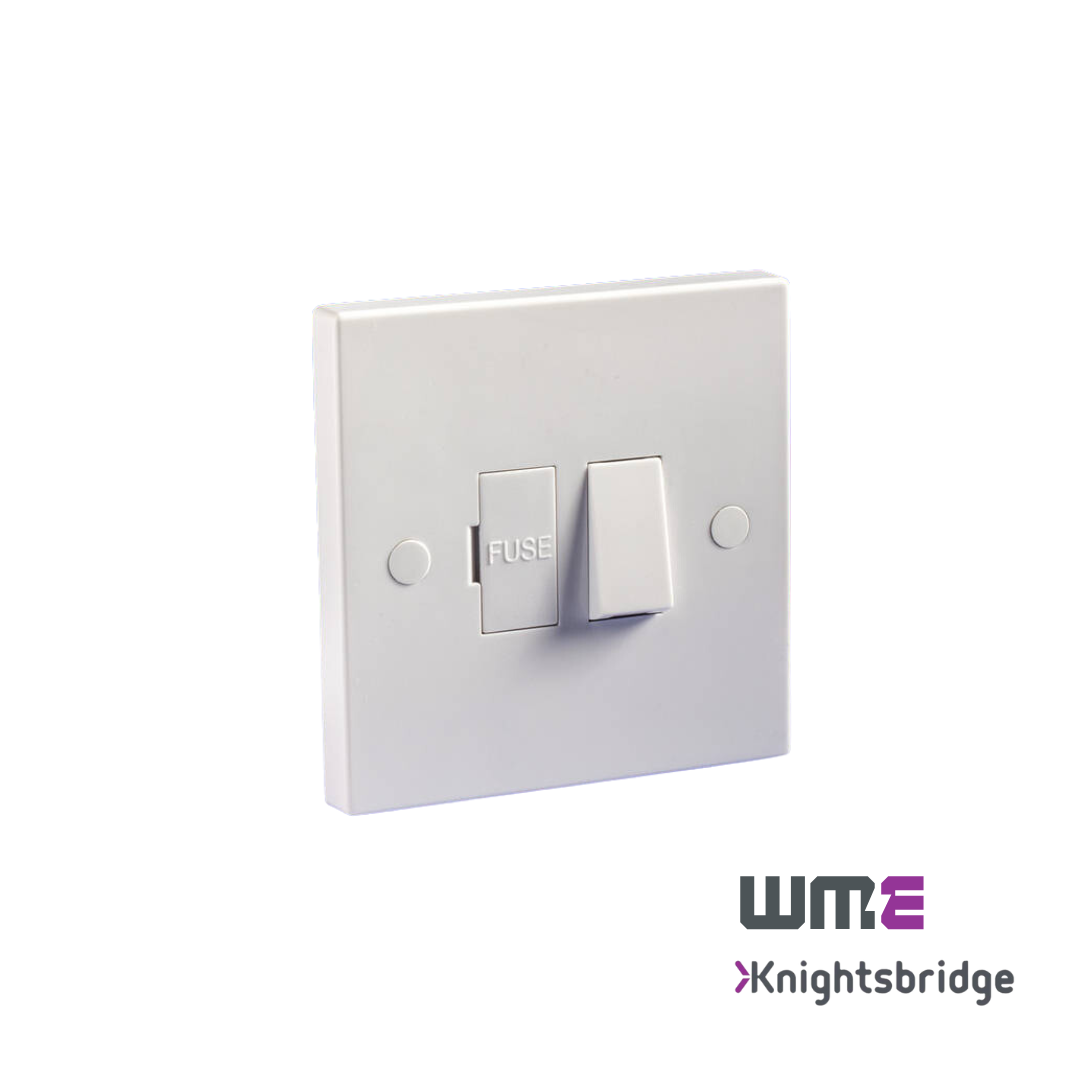 Knightsbridge: SN6300, 13A Switched Fused Spur Unit, White, 9mm Plate, IP20, 230V, BS 1363-2 Certified