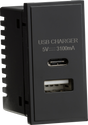 Dual USB A+C Charger Module 25x50mm - Black