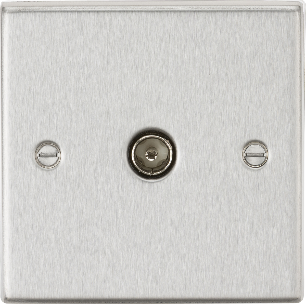 TV Outlet Non-Isolated - Brushed Chrome - Square Edge Design