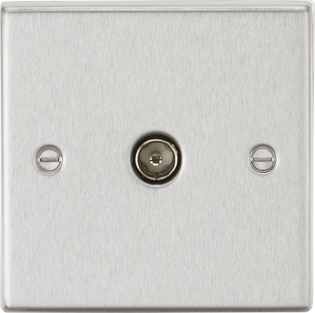 TV Outlet Non-Isolated - Brushed Chrome - Square Edge Design