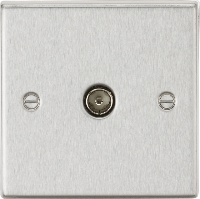 TV Outlet Non-Isolated - Brushed Chrome - Square Edge Design