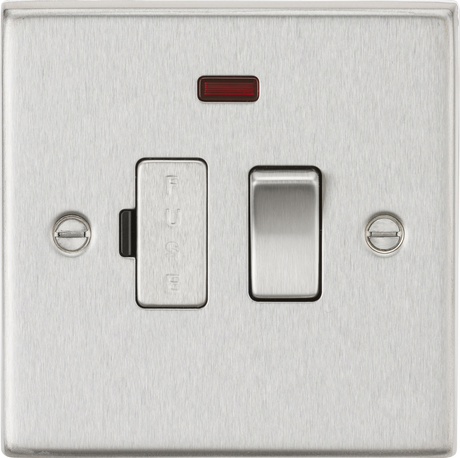 13A Switched Fused Spur Unit with Neon - Brushed Chrome