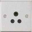 5A Unswitched Socket - Brushed Chrome with Black Insert