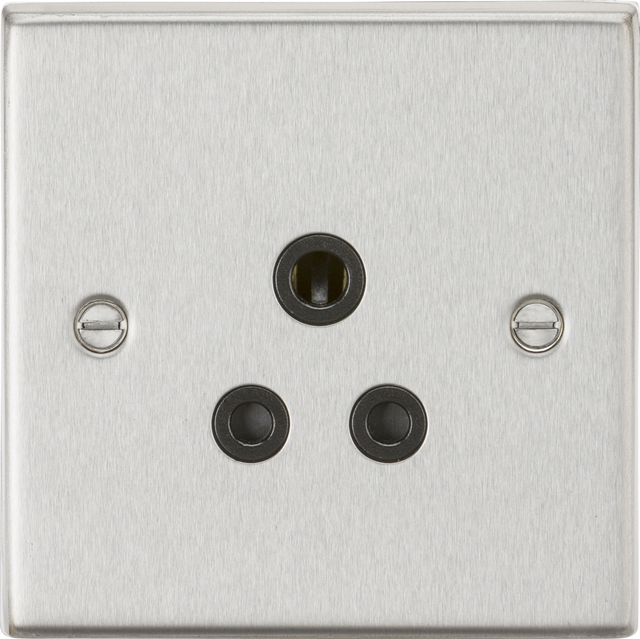 5A Unswitched Socket - Brushed Chrome with Black Insert