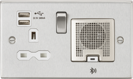 13A Socket Bluetooth Speaker - Brushed Chrome