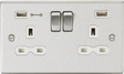 13A DP Switched Socket with Dual USB A+A - Brushed Chrome