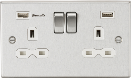 13A DP Switched Socket with Dual USB A+A - Brushed Chrome