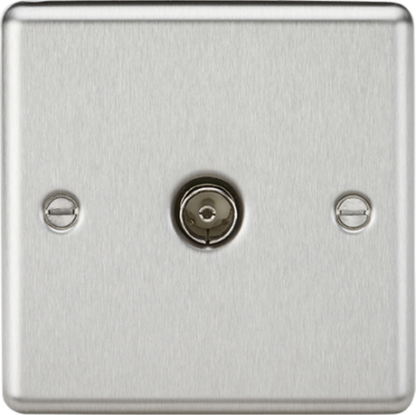 TV Outlet Non-Isolated - Brushed Chrome with Rounded Edge