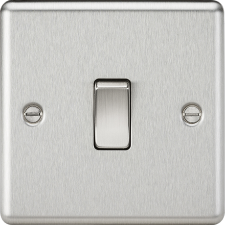 10AX 1G 2-way Switch - Brushed Chrome, Rounded Edge