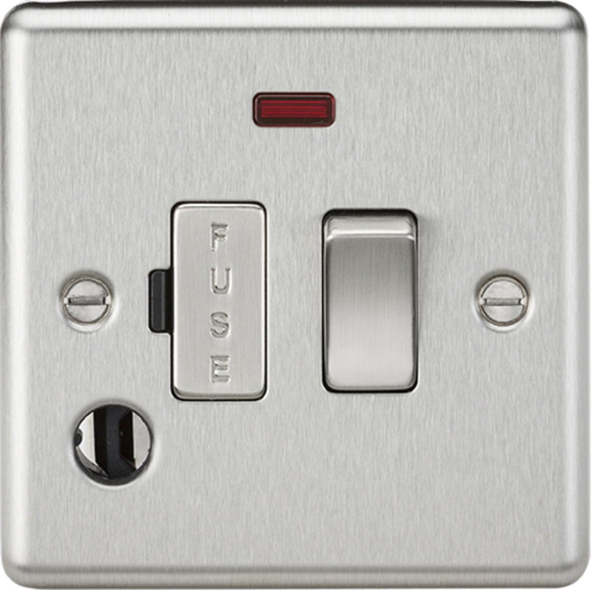 13A Switched Fused Spur Unit with Neon and Flex Outlet - Brushed Chrome
