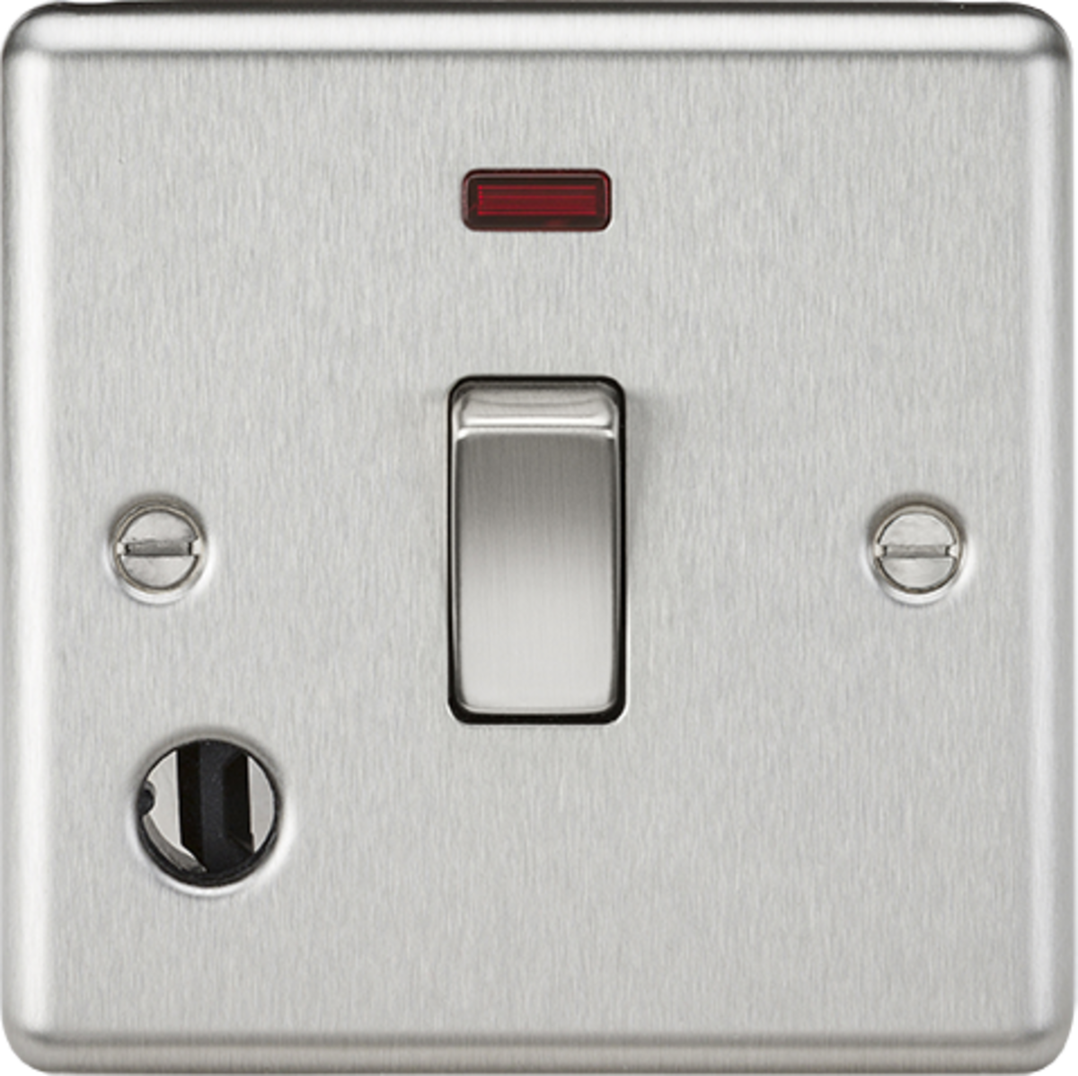 20A 1G DP Switch with Neon & Flex Outlet - Brushed Chrome