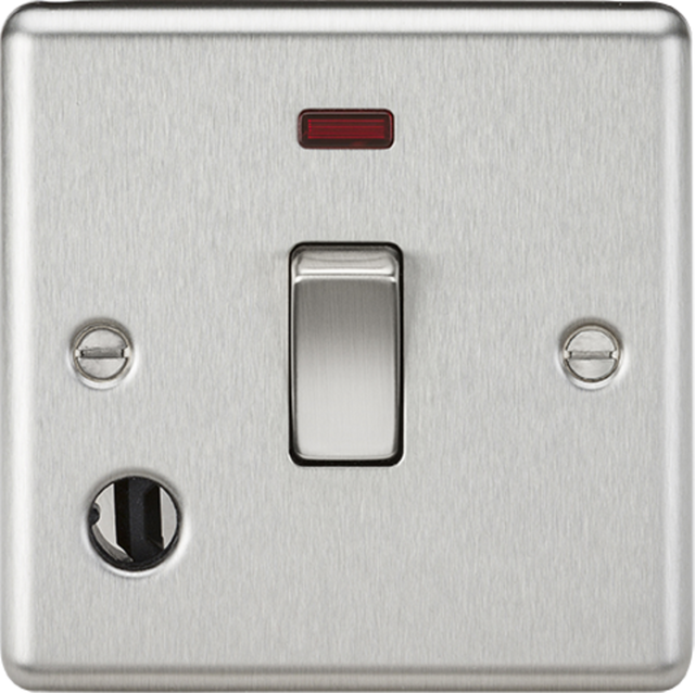 20A 1G DP Switch with Neon & Flex Outlet - Brushed Chrome