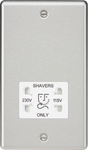 115/230V Dual Voltage Shaver Socket - Brushed Chrome with White Insert