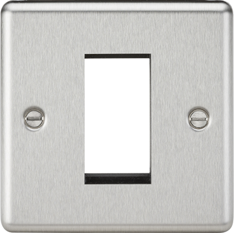 1G Modular Faceplate - Brushed Chrome - Rounded Edge Design