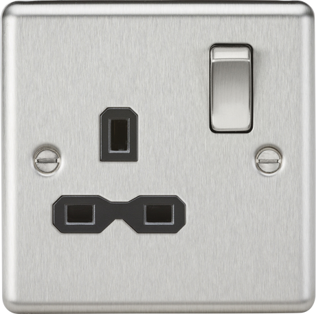 13A 1G DP Switched Socket Brushed Chrome with Black Insert