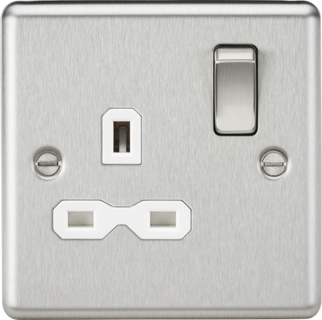13A 1G DP Switched Socket - Brushed Chrome with White Insert
