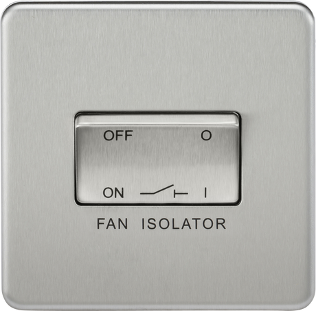 10A Fan Isolator Switch - Brushed Chrome, Screwless Design