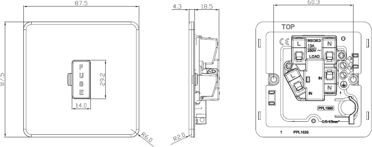Fused Spur Unit Anthracite - Overview Image